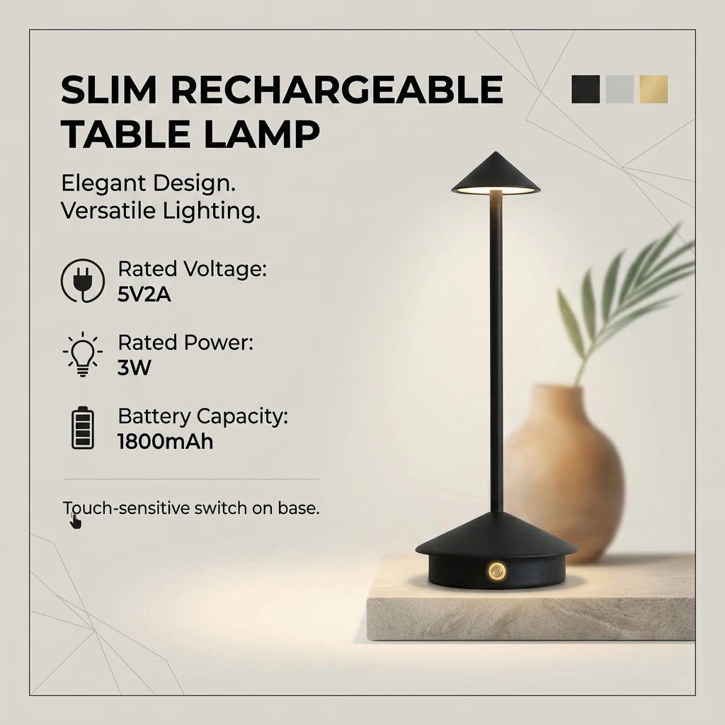 Rechargeable LED Table Light Wireless Desk Night Bedside Lamp