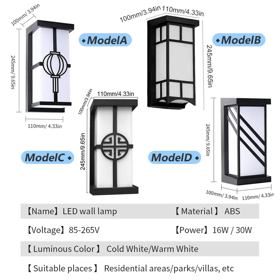 Outdoor Lamps Motion Sensor Wall Light Waterproof Lamp