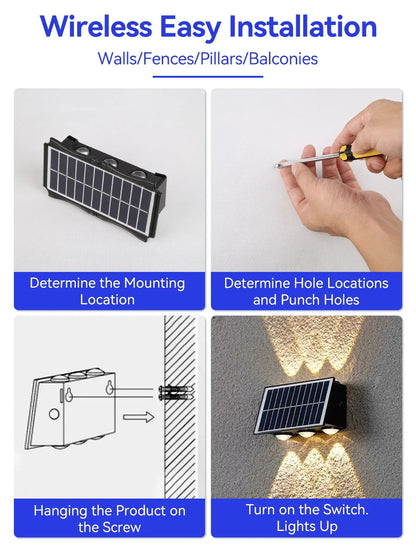 Solar Wall Light Led Courtyard Street Exterior Garden Wall Lighting