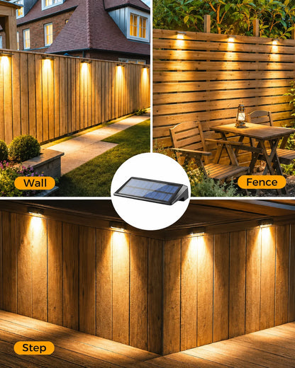 2 Pack Solar Wall Lights 4 LED Solar Fence Lights Outdoor