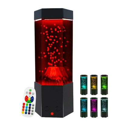 LED Lava Volcano Lamp with Remote Control RGB Light