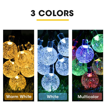 LED Solar Powered Crystal Ball Fairy String Lights Garden