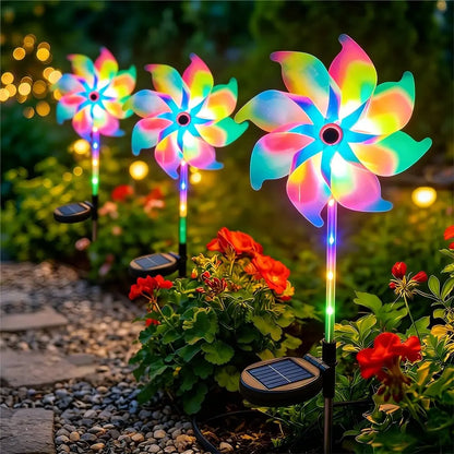 1PC Colorful Windmill Solar Garden Lamp Outdoor Pathway