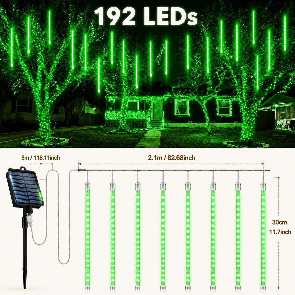 Solar Meteor Shower Lights Outdoor Meteor Lights 8Tubes