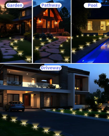 Solar Garden Lights Outdoor 8 LEDs Disk Underground Lamp