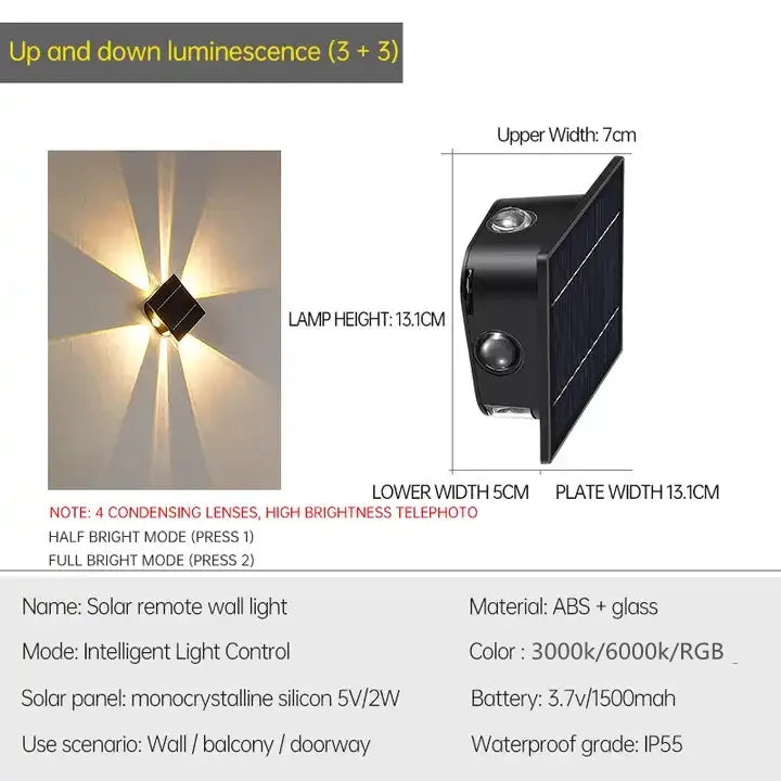 Outdoor LED Solar Wall Light ABS Garden Decoration Wall Light