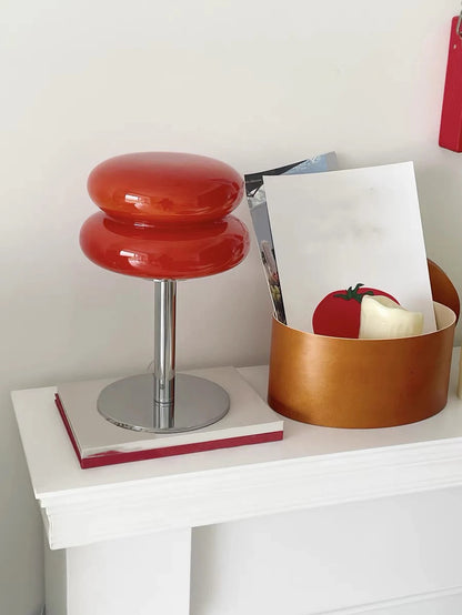 LED Table Lamp Macaron Glass Lustre Trichromatic Dimming Light