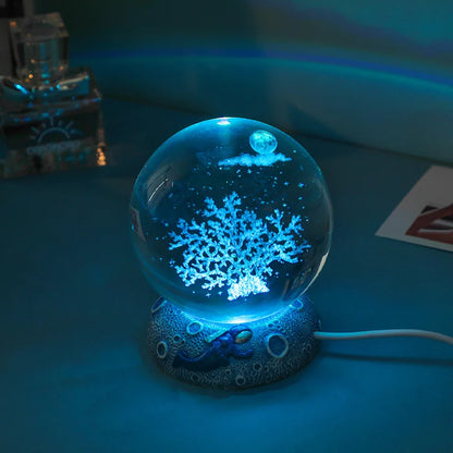 New Crystal Ball Night Light Ornament Luminous Resin Base Glass