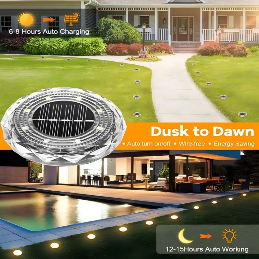 Solar Lights Outdoor Waterproof 8 LED Solar Ground Light