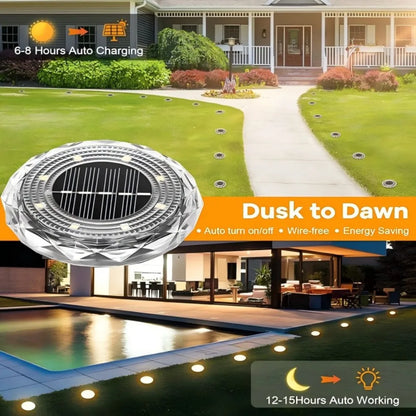 Solar Lights Outdoor Waterproof 8 LED Solar Ground Light