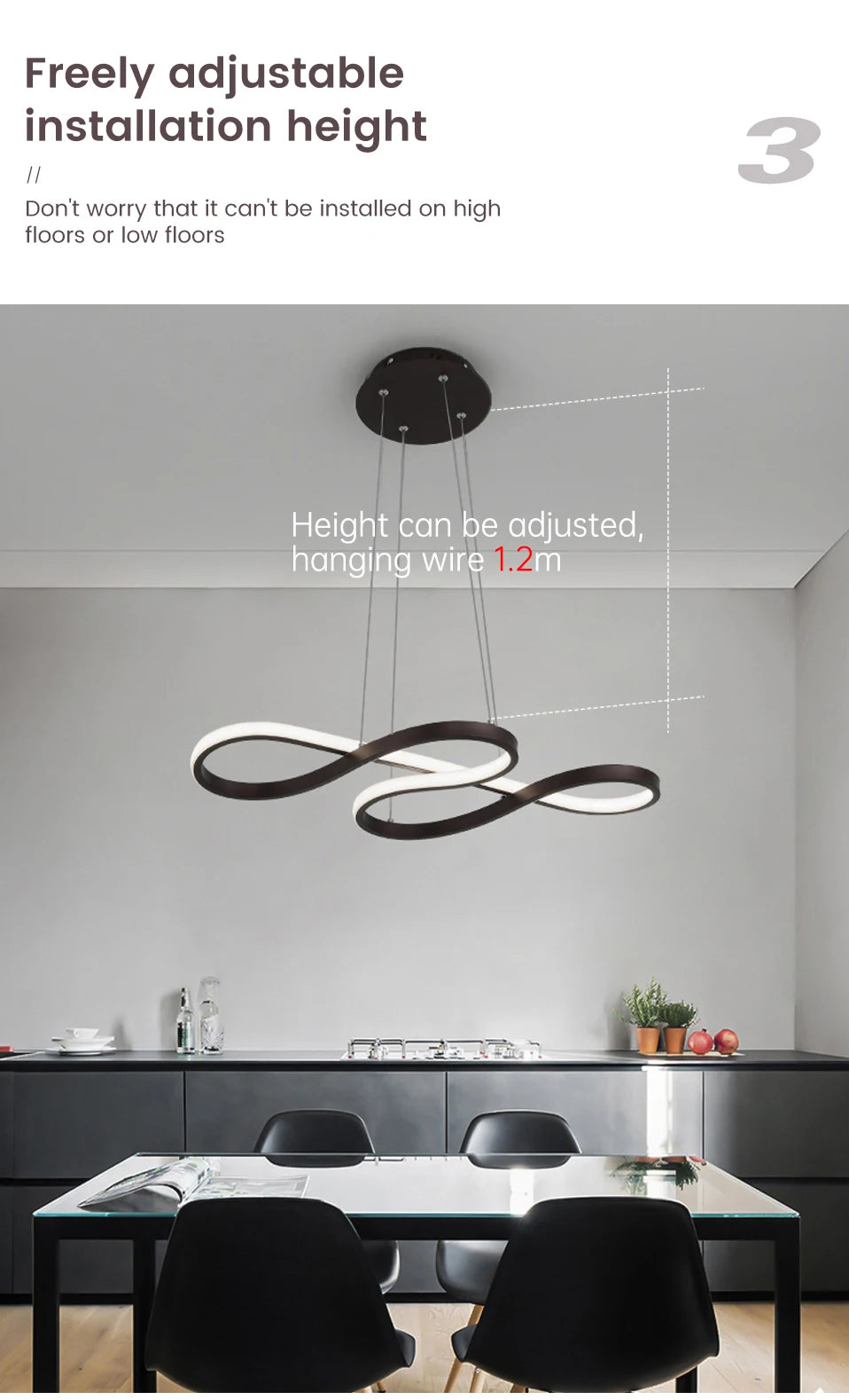 Hanging Lights Remote Dimming Kitchen Led Cord Pendant Lamp