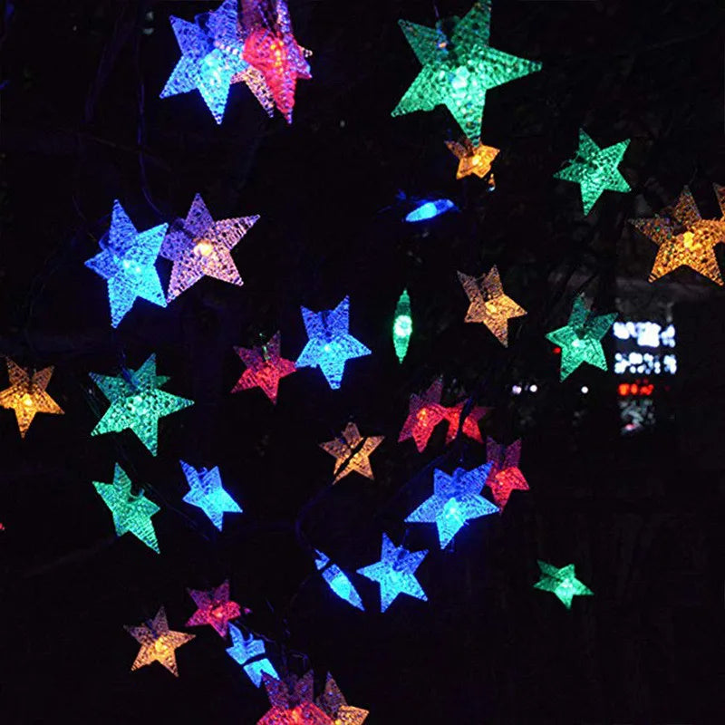 Solar Star String Lights Outdoor Waterproof LED Solar Powered Fairy Lights