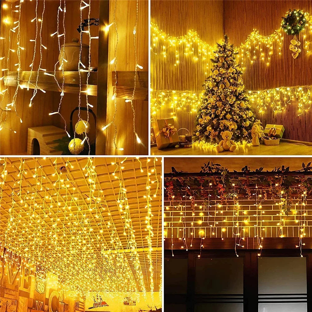 Solar Curtain Icicle Light 3.5M Eaves Outdoor Fairy String Lights