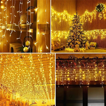 Solar Curtain Icicle Light 3.5M Eaves Outdoor Fairy String Lights