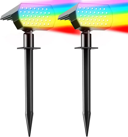 Solar Spot Lights Outdoor 74 LED 3 Colors 2-in-1 Solar Landscape