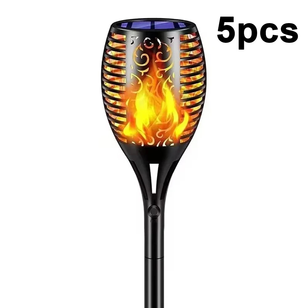 Solar Garden Flame Lights Flickering Flame Lamp Outdoor Lawn Light