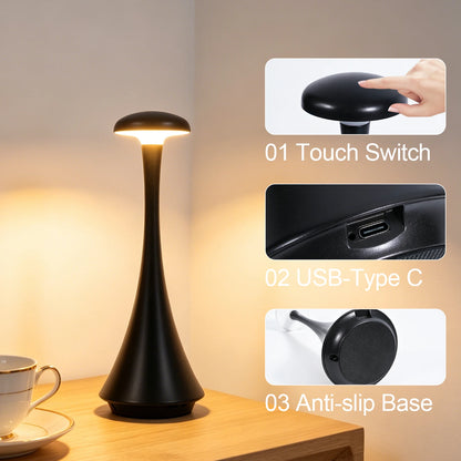 New Mushroom Table Lamp Rechargeable Wireless Touch Lamp