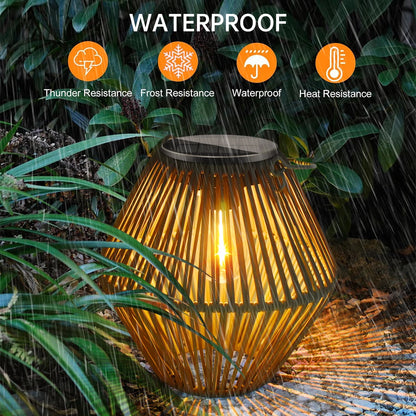 Outdoor Solar Rattan Lanterns Waterproof Hanging Boho Solar Lights