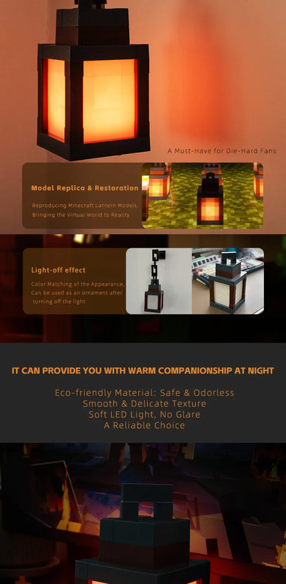 Pixel Style Night Light Portable Lantern Tabletop Ornament