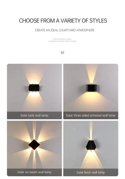 Outdoor LED Solar Wall Light ABS Garden Decoration Wall Light