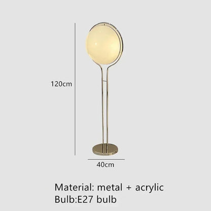 Nordic Floor Lamp Chrome Metal White Acrylic Ball Lamp