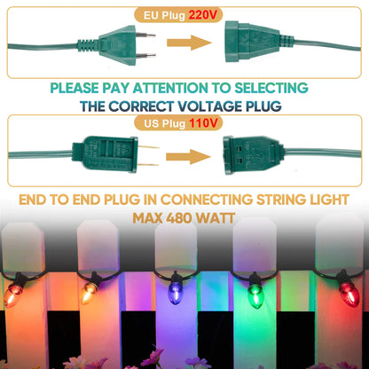 RGB C7 String Light 220V EU 110V US Outdoor Led Lights