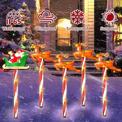 5 Pieces /Set LED Solar Christmas Santa Claus&Reindeer Garden Lights