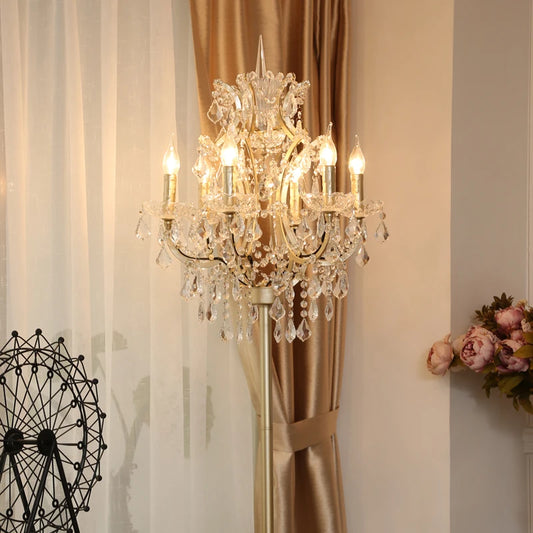 Luxury Crystal Floor Lamp Living Room Bedroom Bedside Lamp