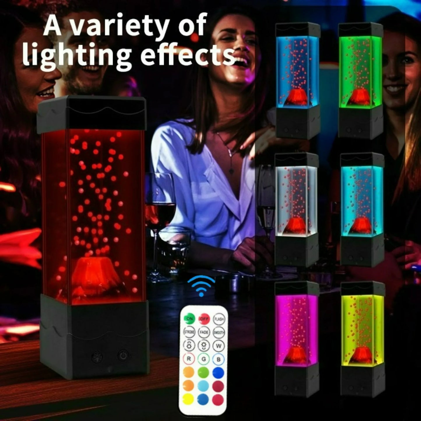 LED Lava Volcano Lamp with Remote Control RGB Light