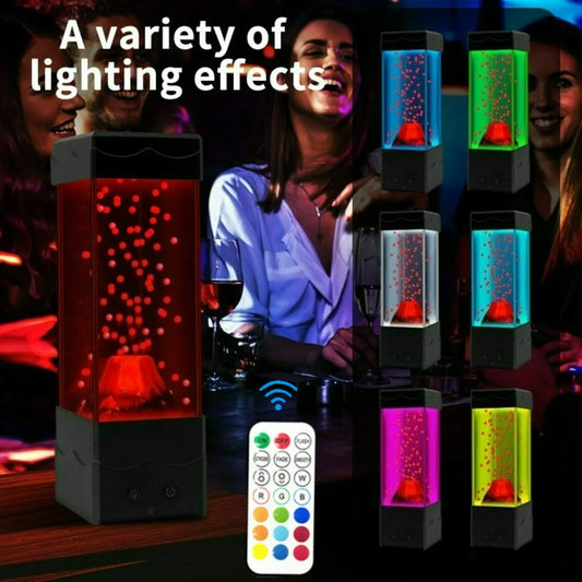 LED Lava Volcano Lamp with Remote Control RGB Light