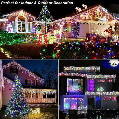 5.5M/9M Solar Curtain Icicle Light Outdoor Eaves Decor String Lights