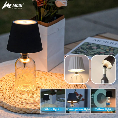 Wireless Touch Control Bottle Table Lamp with 3 Colors