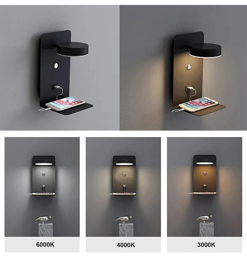 LED Wall Light Interior  Mobile Phone Charging USB Wall Lamps