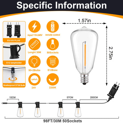 String Lights Outdoor Garland 24V EU US Led Patio Lights