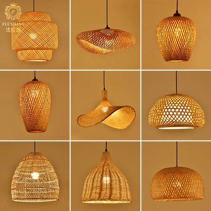 Newest Bamboo Pendant Lamp Ceiling Lights Rattan Wicker