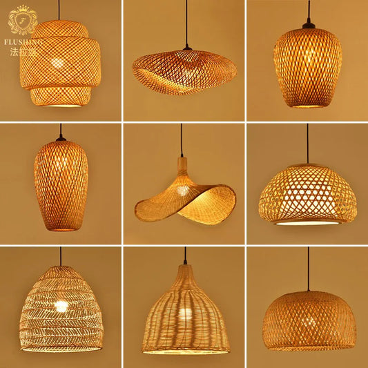 Newest Bamboo Pendant Lamp Ceiling Lights Rattan Wicker