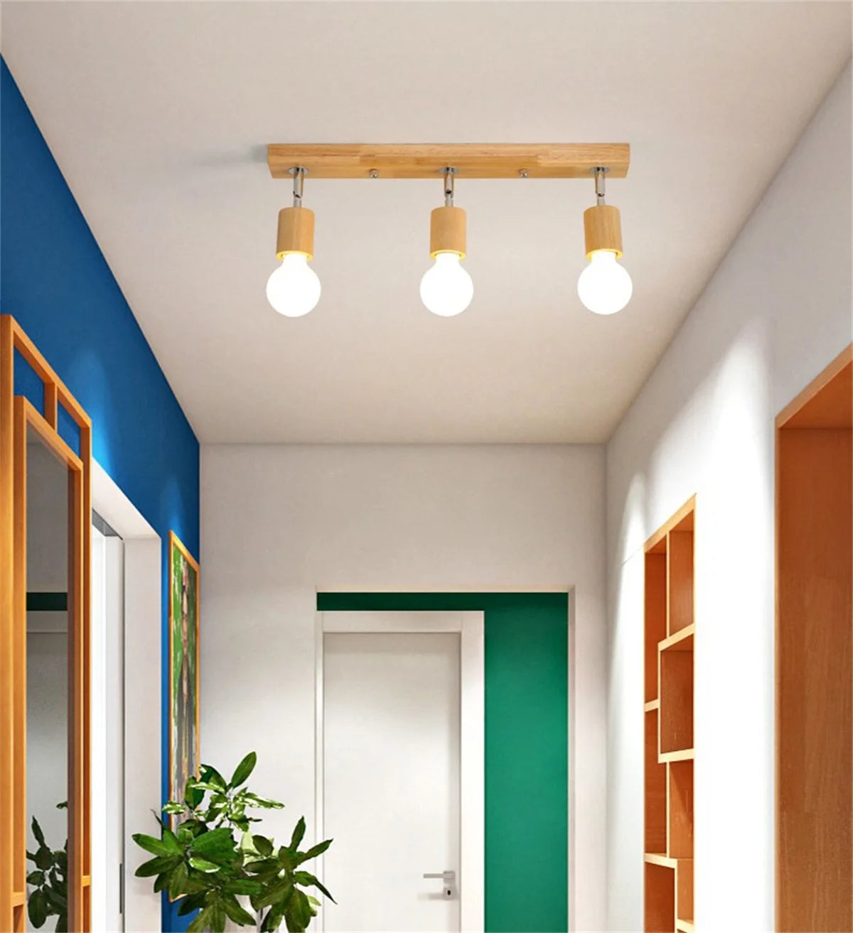 Wooden Spotlights Surface Mounted Household LED Rotating