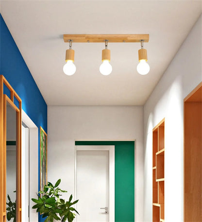 Wooden Spotlights Surface Mounted Household LED Rotating
