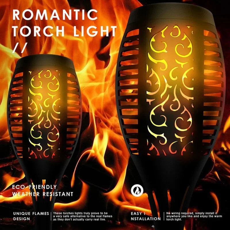 Solar Flame Torch Lights Flickering Light Waterproof Lamps