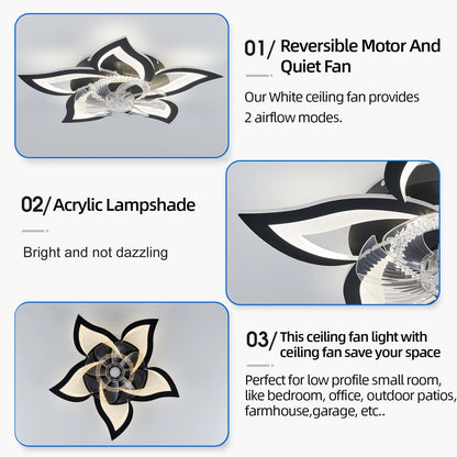 IRALAN Ceiling Fan with Lights Modern Dimmable Flower Shape