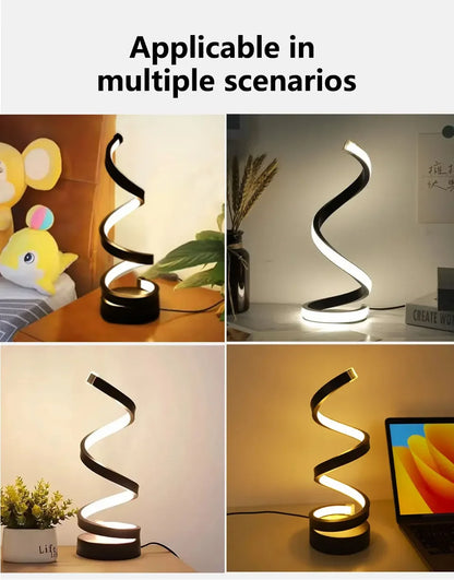 LED Night Light Spiral Table Lamp Modern Bedside Lamps