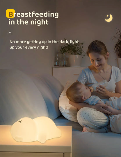 Cute Silicone Night Lamp Lying Flat Bear Desktop Decorative