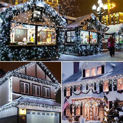 Solar Curtain Icicle Light 3.5M Eaves Outdoor Fairy String Lights