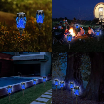 Solar Garden Flame Lights Flickering Flame Lamp Outdoor Lawn Light