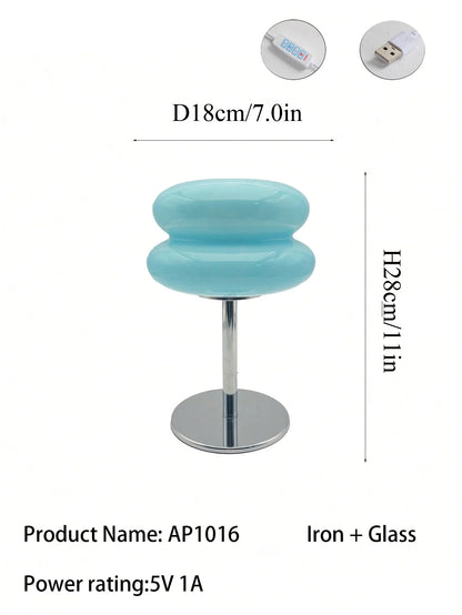 LED Table Lamp Macaron Glass Lustre Trichromatic Dimming Light