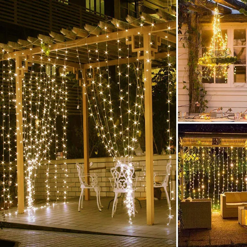 LED Garland Curtain Lights 8 Modes USB Remote Control