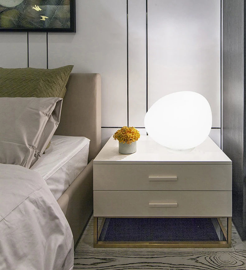 Round Stone-Shaped Modern Bedroom Study Atmosphere Desk Lamp