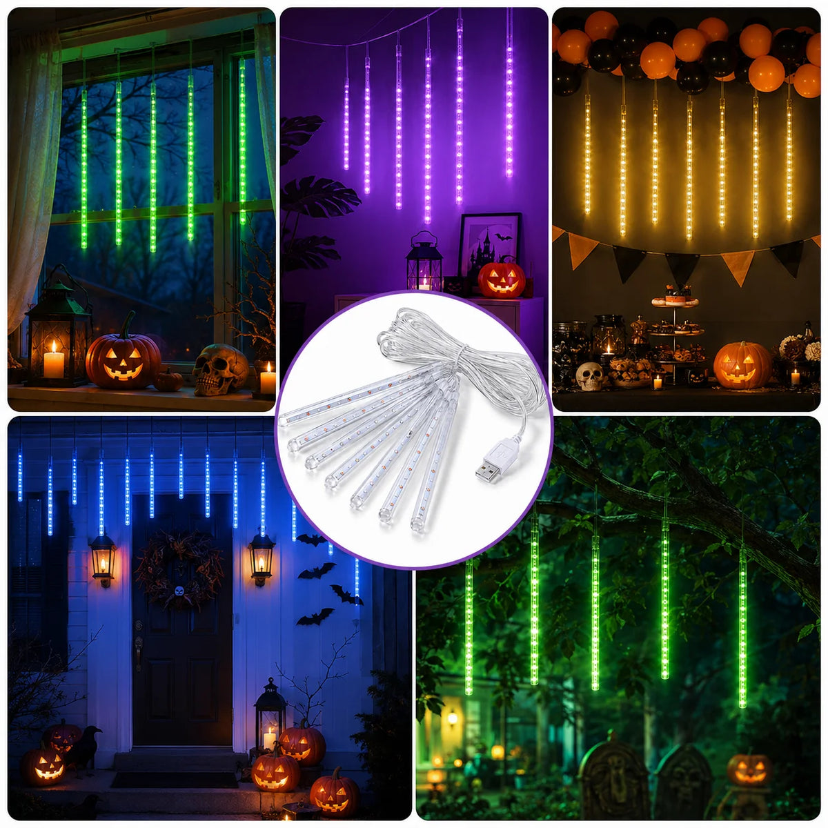 Meteor Shower Lights Falling Rain LED Tube String Lights
