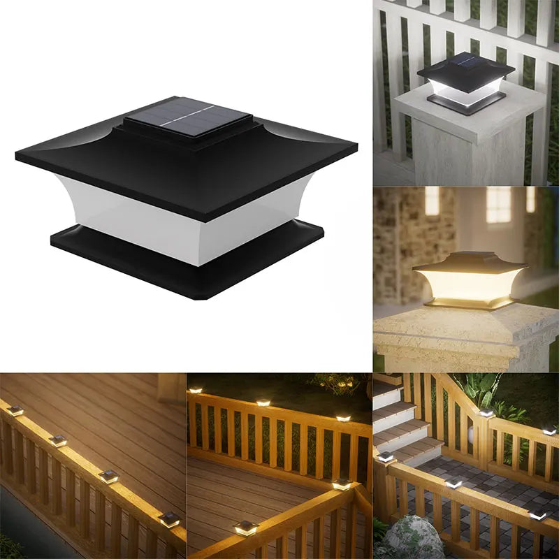 Solar - Powered Outdoor Pillar Lights with Auto On/Off, LED