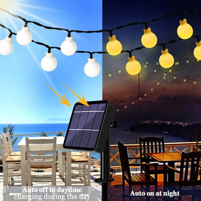 LED Solar Powered Crystal Ball Fairy String Lights Garden